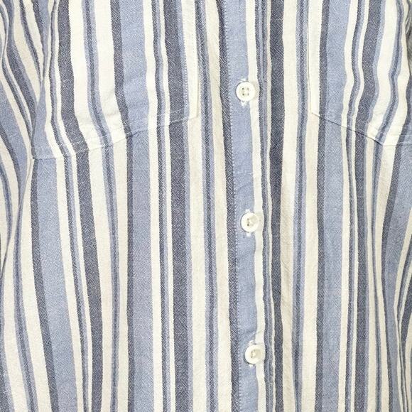 Anthropology Cloth & Stone Blue & White Stripe Frayed Hem Denim Dress SZ S $139 - Picture 13 of 16